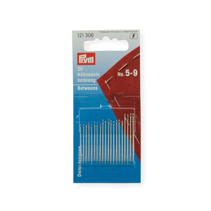 20 Aiguilles main demi-longues Prym N°5-9, couleur or-argent