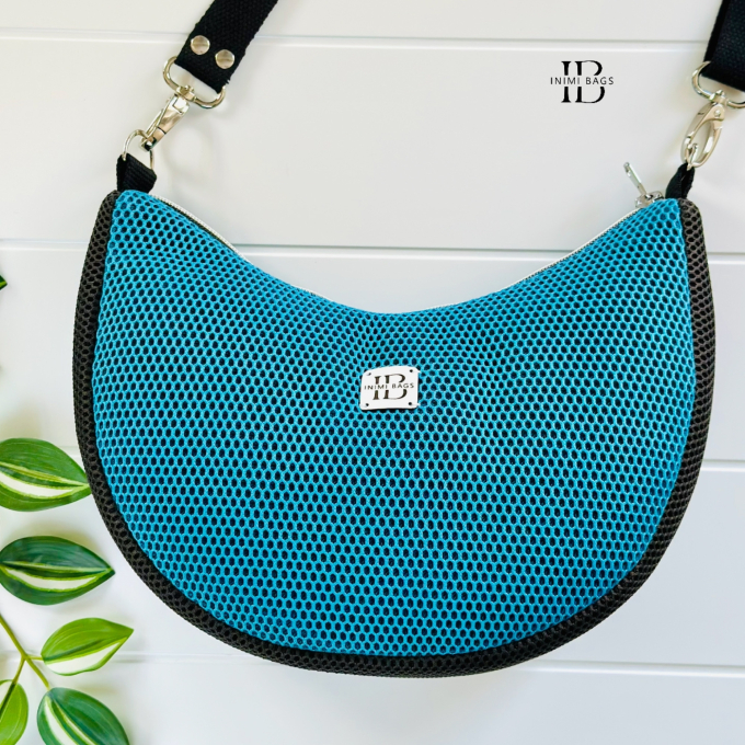 3D mesh stof met geweven achterkant, turquoise