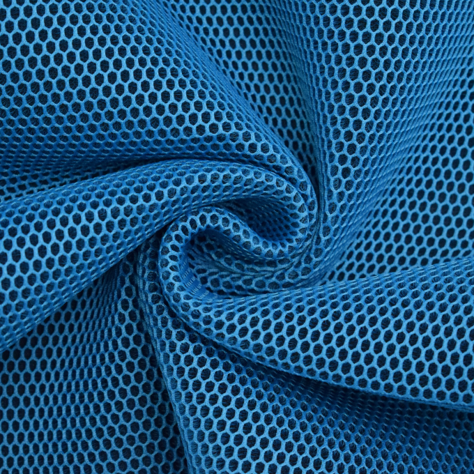 3D mesh stof met geweven achterkant, turquoise
