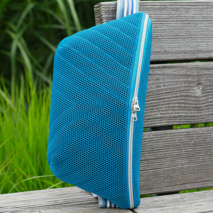 3D mesh stof met geweven achterkant, turquoise