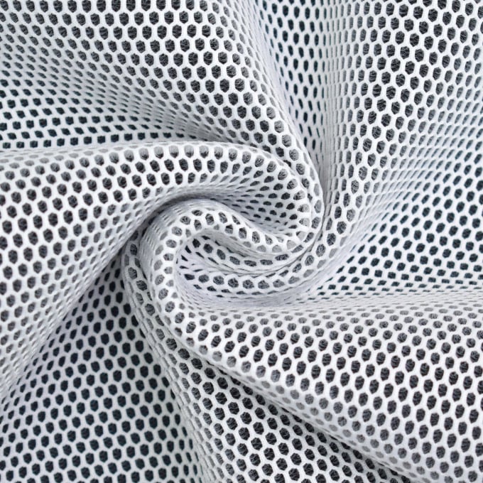 3D mesh stof met geweven achterkant, wit