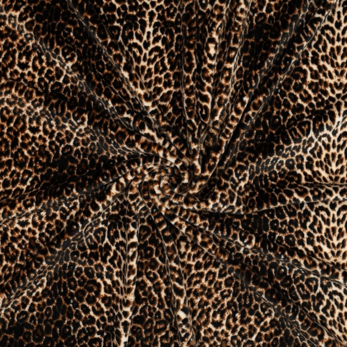 Tissu nicki polaire stretch polyester Leo, beige
