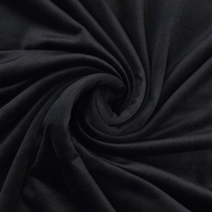 Tissu nicki polaire stretch polyester Eva, noir