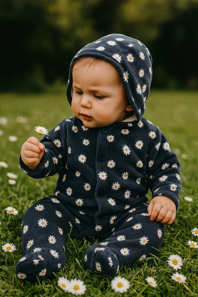 Nicki fabric Daisys, dark blue