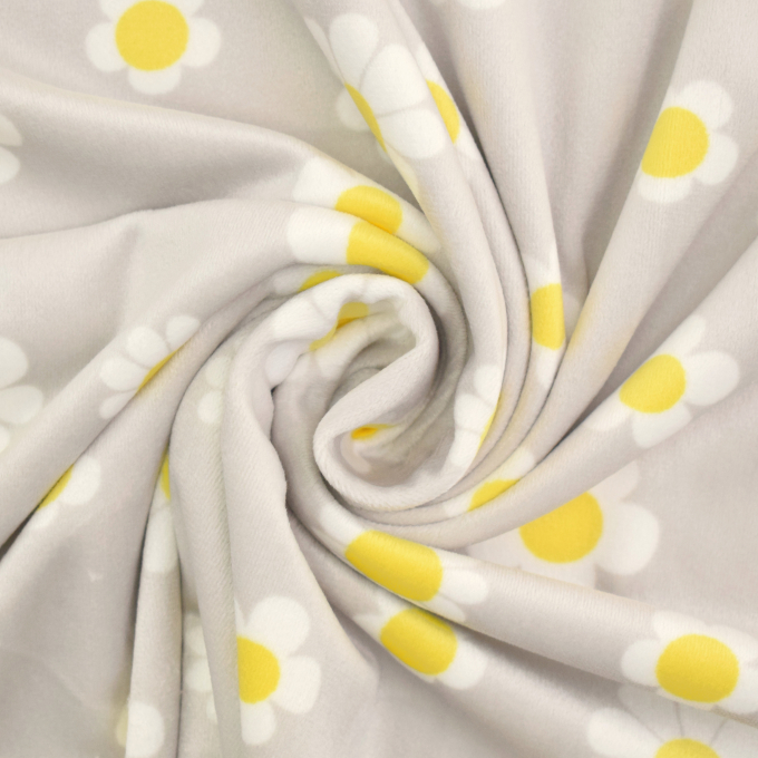 Tissu nicki jersey velours Fleurs Flowers, sable