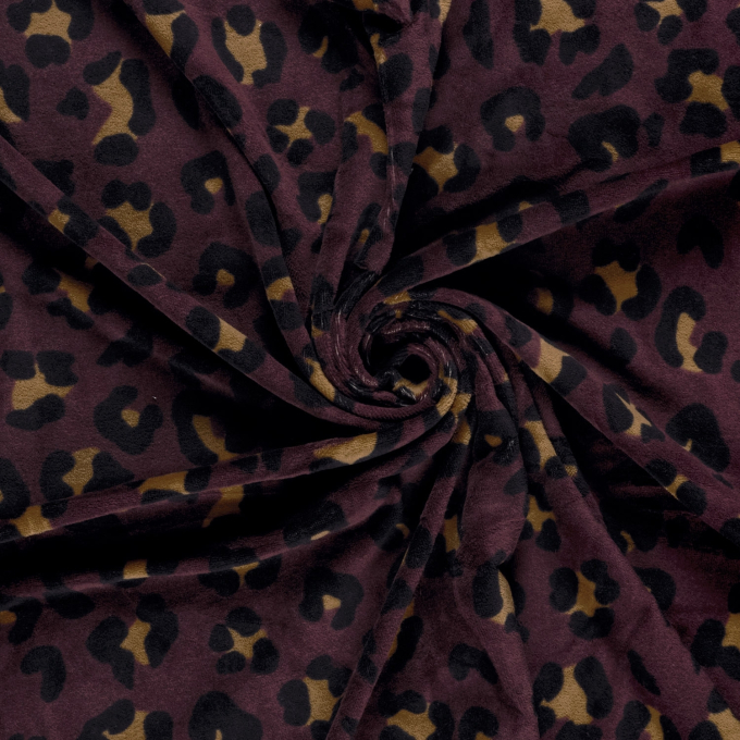 Nicky velours luipaard, auberginepaars