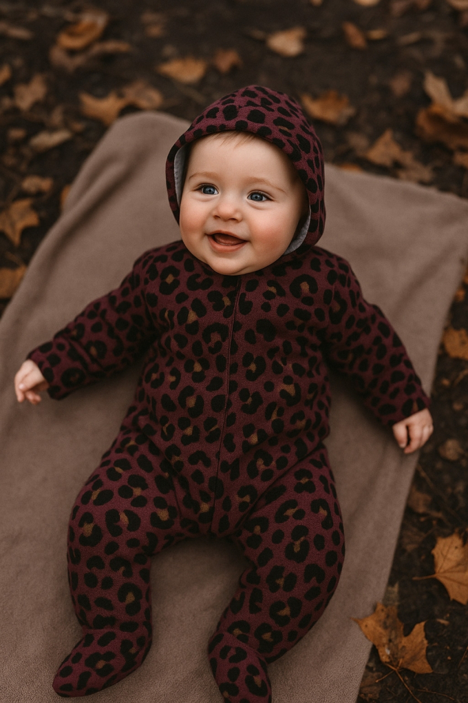 Nicky velours luipaard, auberginepaars