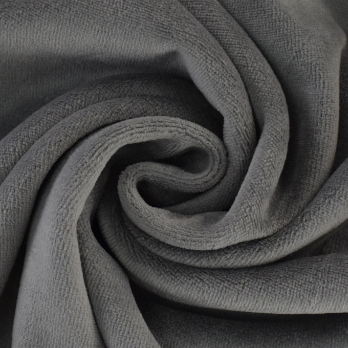 Tissu nicki jersey velours coton Sandrine, gris souris