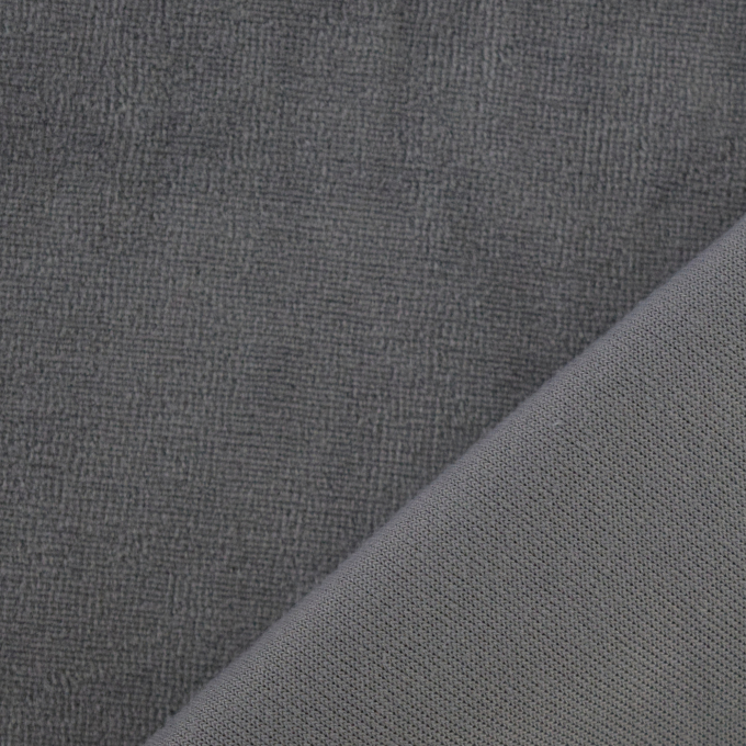 Tissu nicki jersey velours coton Sandrine, gris souris