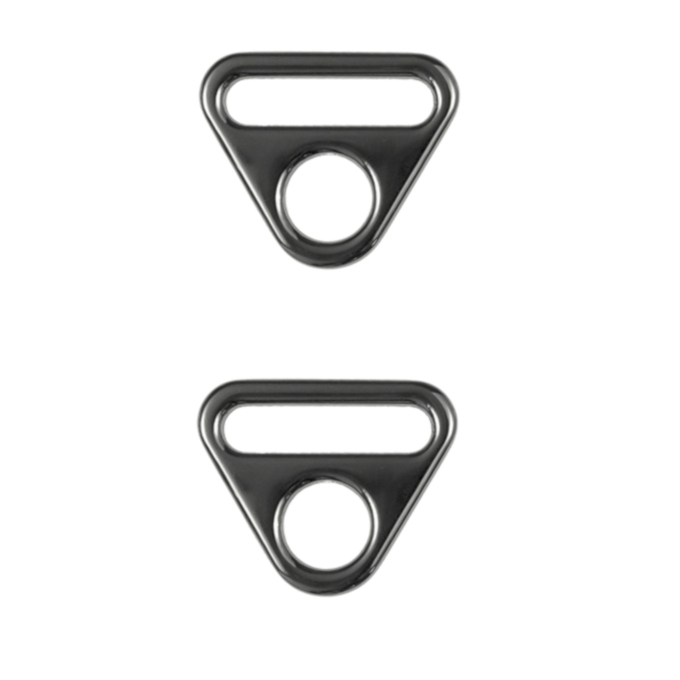 2 boucles anneaux triangulaires, 25mm, couleur gun métal