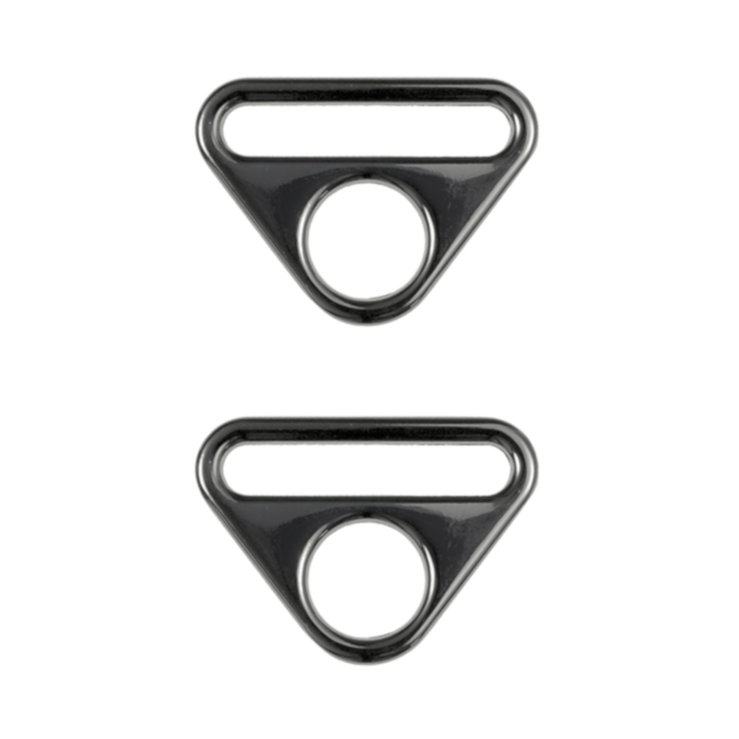 2 boucles anneaux triangulaires, 32mm, couleur gun métal