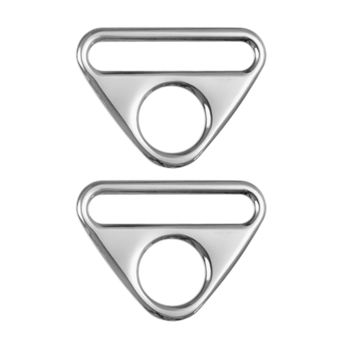 2 boucles anneaux triangulaires, 40mm, couleur argent