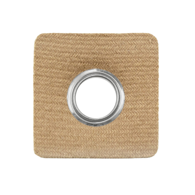 Eyelet Patch imitatieleer, beige