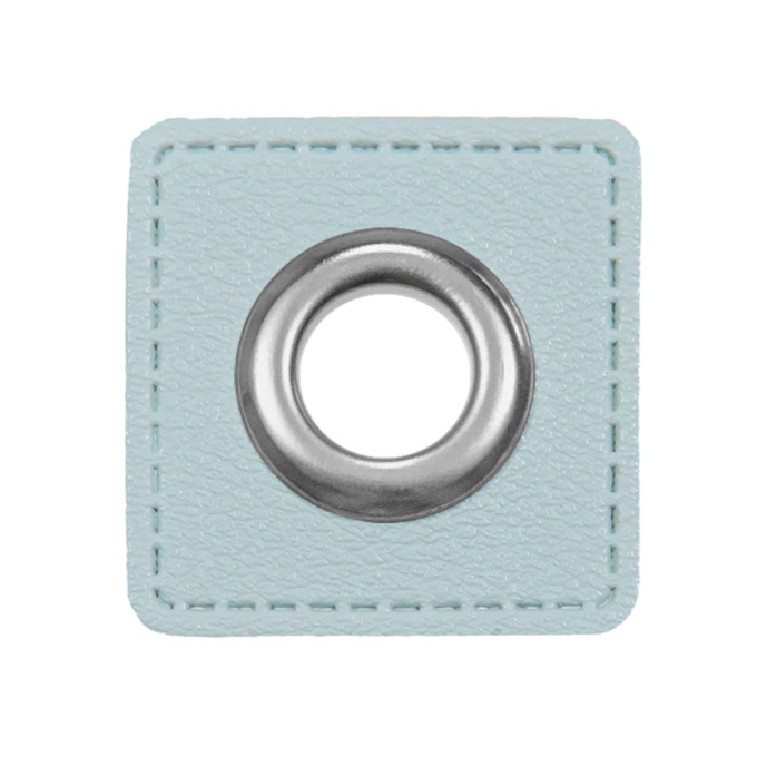 Eyelet Patch imitatieleer, lichtblauw
