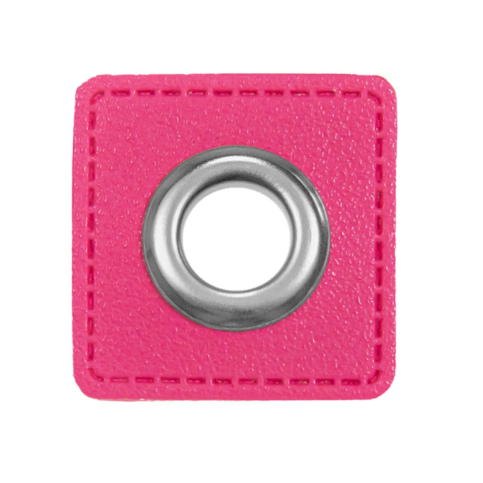 Eyelet Patch imitatieleer, fuchsia