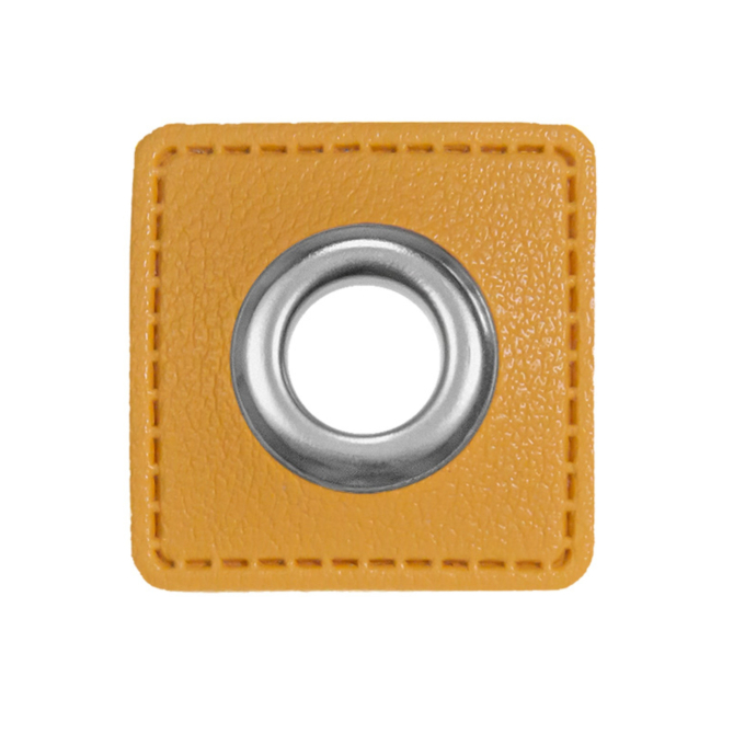 Eyelet Patch imitatieleer, mosterdgeel