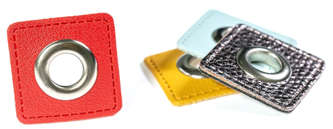 Eyelet Patch imitatieleer, mosterdgeel