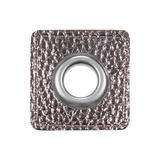 Eyelet Patch imitatieleer, zilvergrijs, glanzend