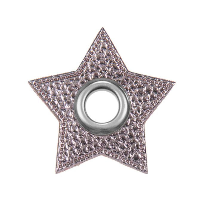 Eyelet Patch Leatherette Star, charcoal-grey shiny