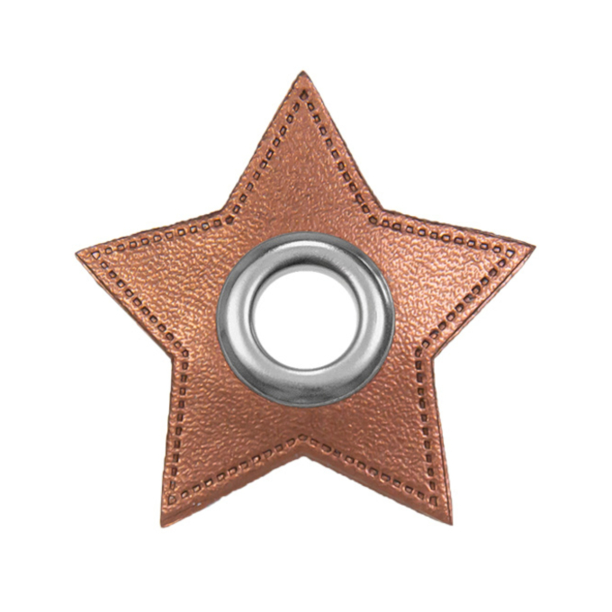 Eyelet Patch Leatherette Star, bronze shiny