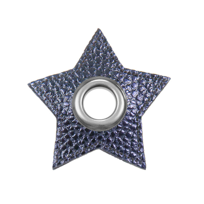 Eyelet Patch Leatherette Star, navy shiny
