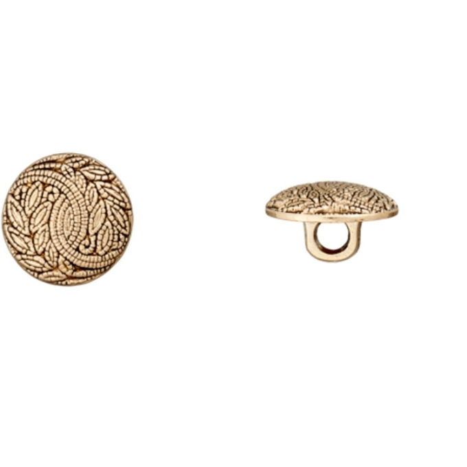 Shank button with ornaments, 22 mm, golden