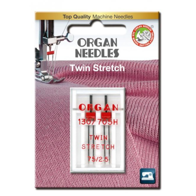 2 Aiguilles doubles stretch machine à coudre Organ, 130/705 H, 75/2,5mm