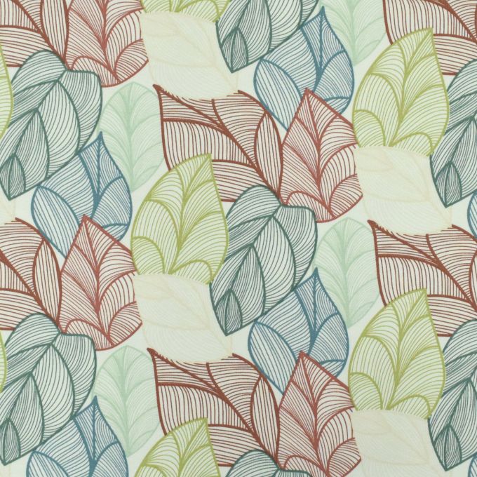 Tissu french terry bio feuilles Color Leaves, blanc cassé