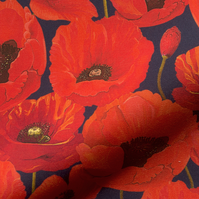 Tissu déperlant extérieur Dralon Coquelicots, rouge