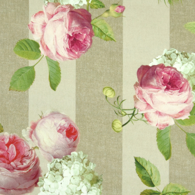 Tissu déperlant extérieur Dralon Roses romantiques, sable