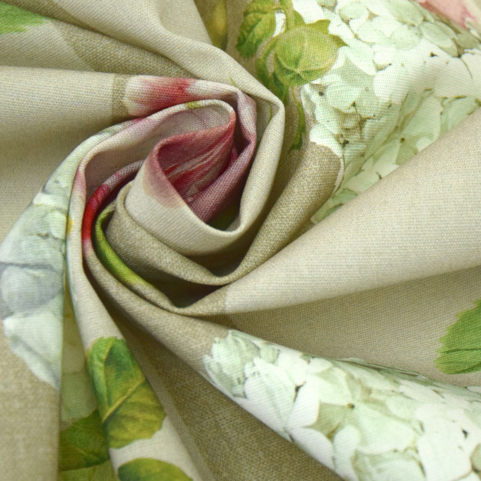 Tissu déperlant extérieur Dralon Roses romantiques, sable