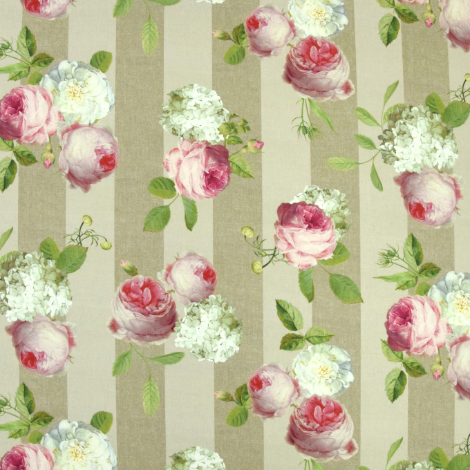 Tissu déperlant extérieur Dralon Roses romantiques, sable