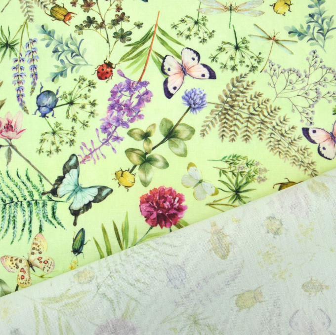 Tissu déperlant extérieur Dralon Fleurs sauvages et papillons Wildflower Meadow