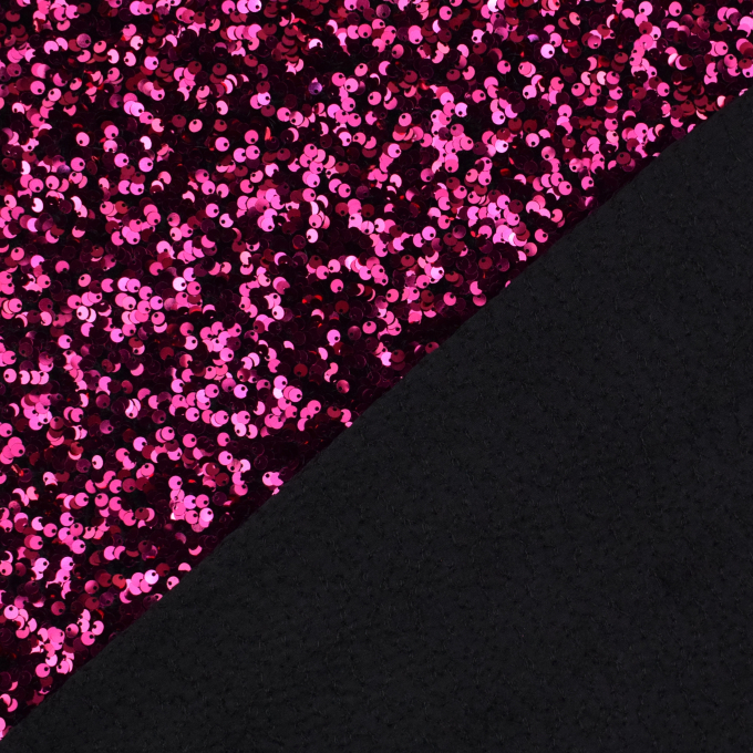 Tissu paillettes et velours, rose fuchsia