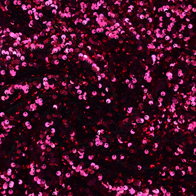 Tissu paillettes et velours, rose fuchsia
