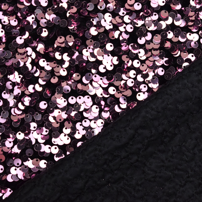Tissu paillettes et velours, rose