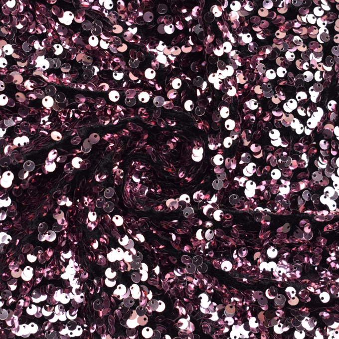 Tissu paillettes et velours, rose