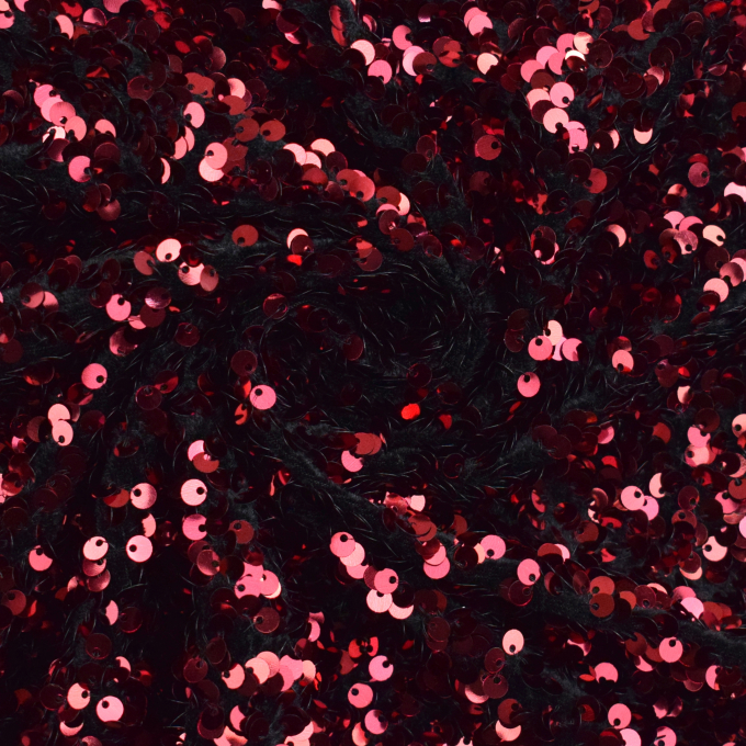 Pailletten velours stof, rood