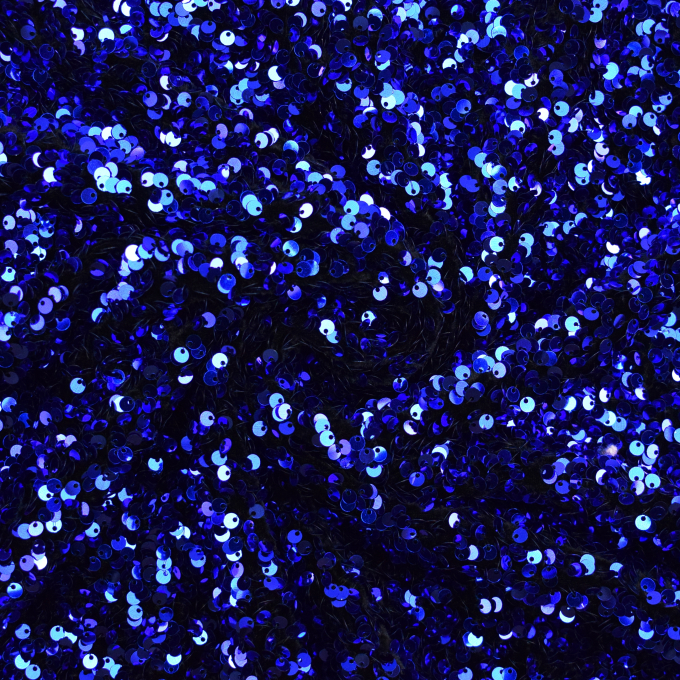 Tissu paillettes et velours, bleu royal