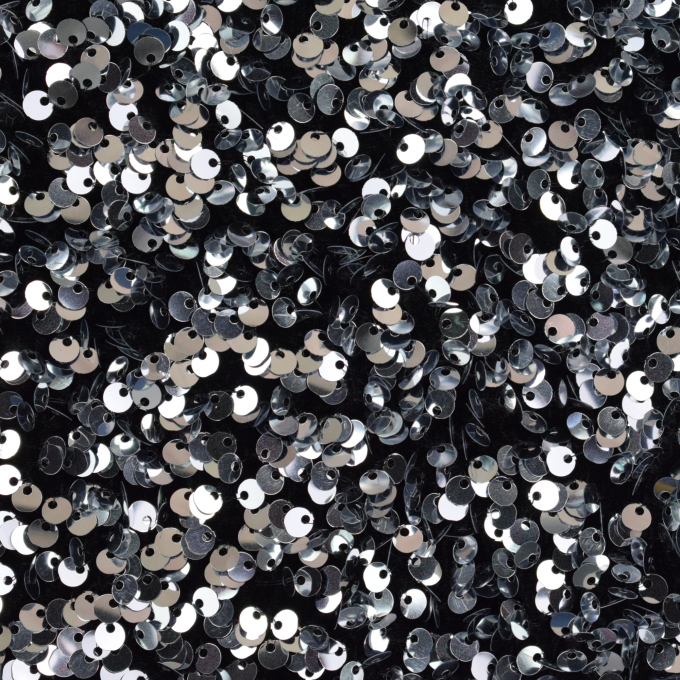 Tissu paillettes et velours, argent