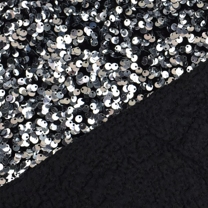 Tissu paillettes et velours, argent