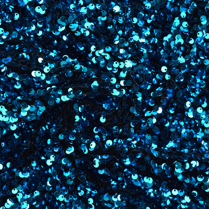Pailletten velours stof, turquoise