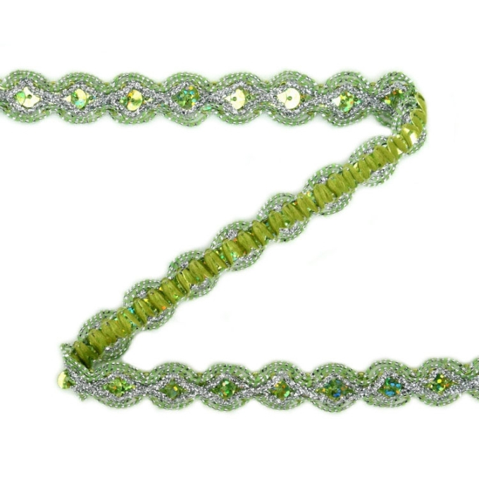 Galon métallique paillettes, vert