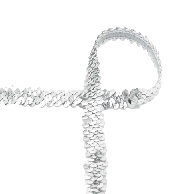 Galon Paillettes uni 3 cm, argent