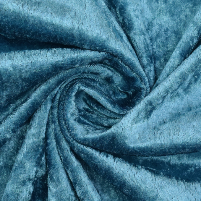Tissu panne de velours, bleu pétrole