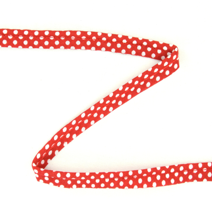 Paspelband stippen, rood / wit
