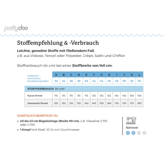 Paper pattern pattydoo ladies blouse Willow, German