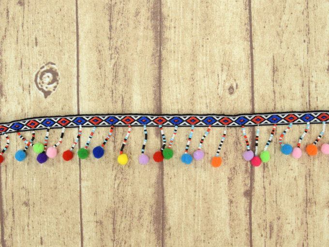 Galon pompon Dreadlocks, multicolore