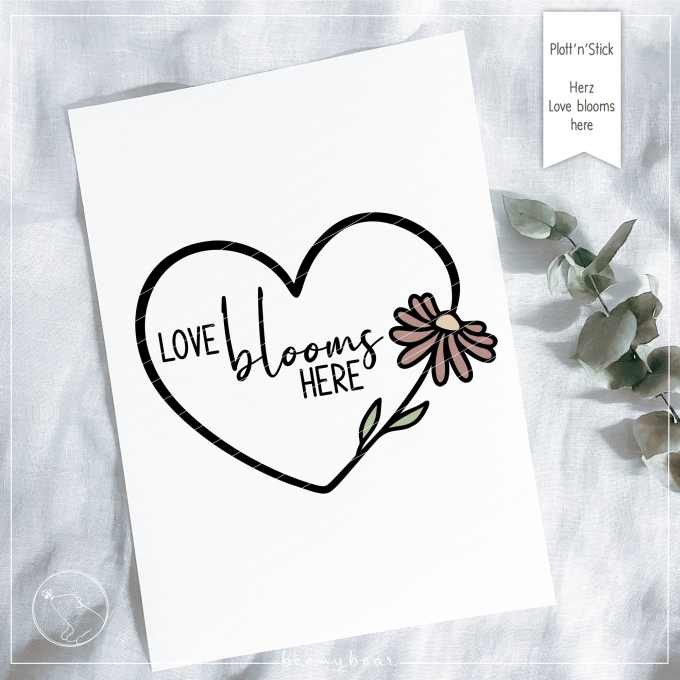 Fichier dessin flocage & modèle broderie Fleurs Love blooms here Beemybear
