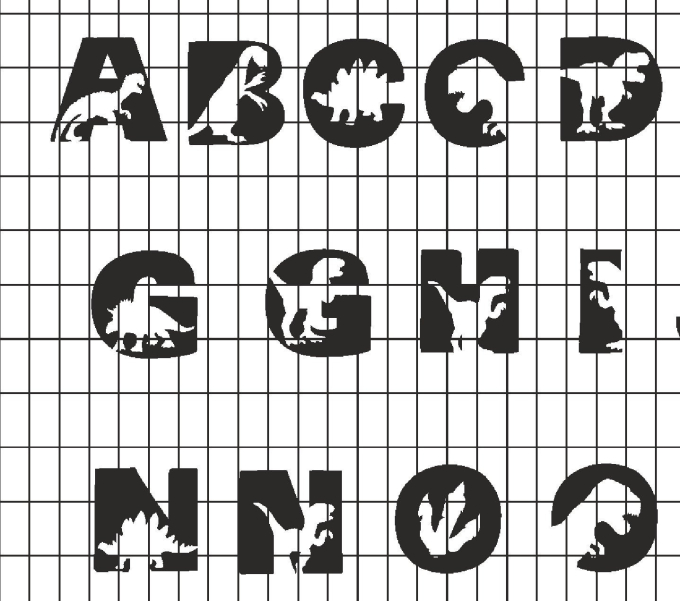 Fichier dessin flocage Dinosaure ABC Daddy2Design
